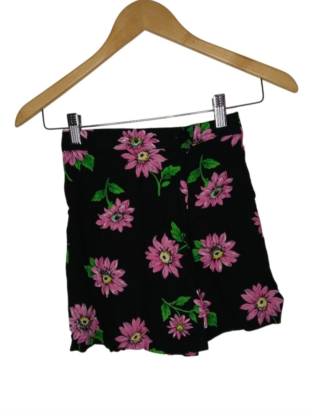 Vintage Girls Black Floral Skort with Pink Flowers